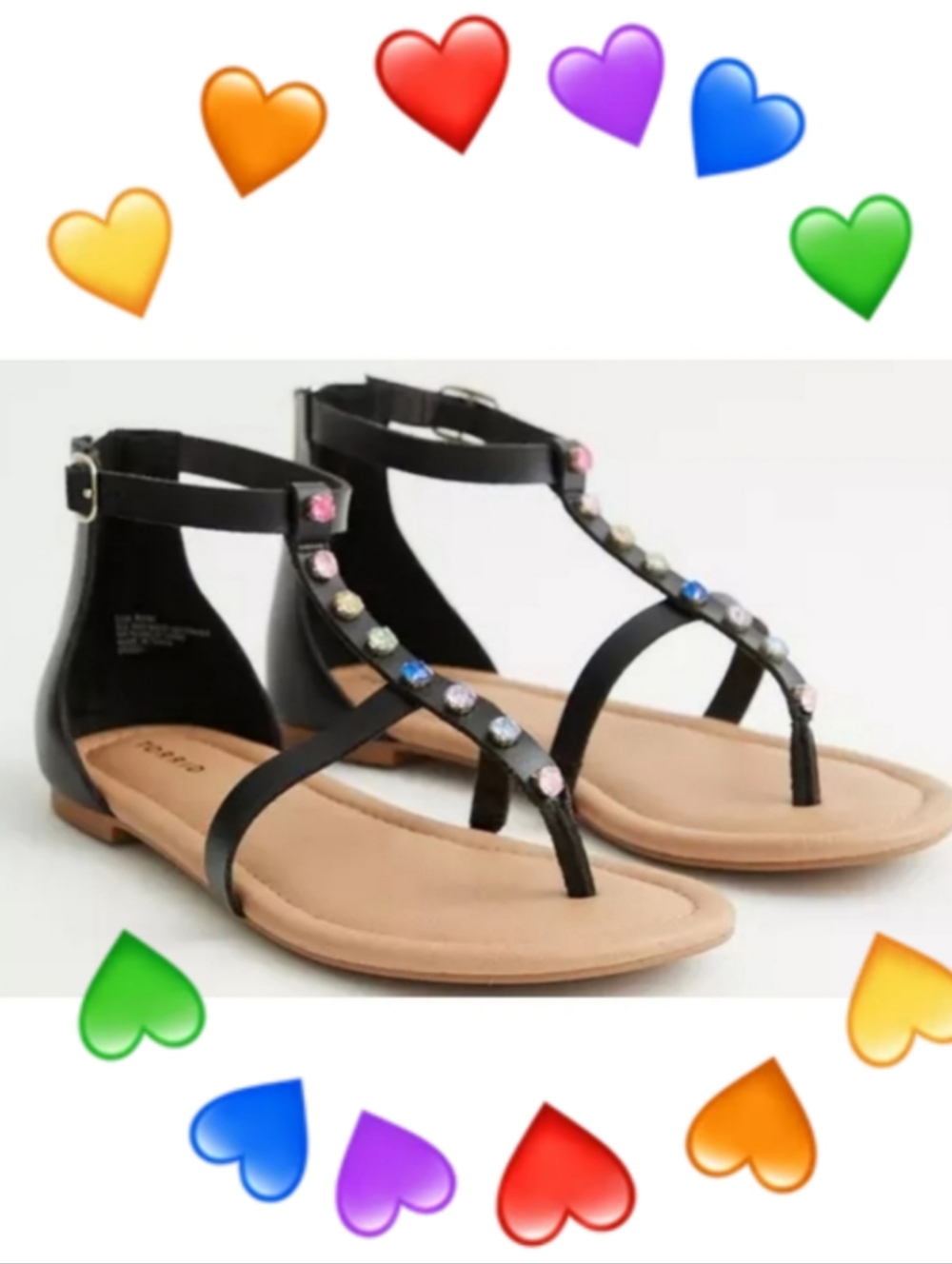 torrid | Celebrate Love Rainbow Rhinestone T-Strap Sandal
